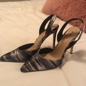 Blue and white slingback